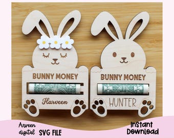 Easter Bunny Money Holder SVG, Easter Gift SVG, Money Holder SVG File