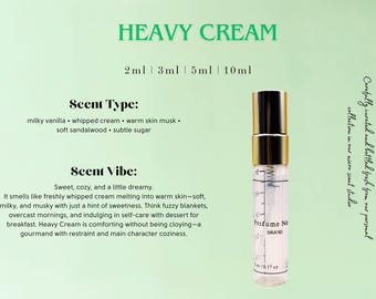 Heavy Cream Perfume Perfume Sample | Sweet Gourmand Vanilla Sample | Cozy Whipped Scent | 3ml, 5ml, 10ml