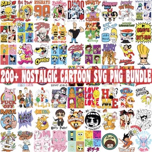 200+ Cartoon Retro Svg Png Bundle, Cartoon Design Png, Cartoon Characters Layered Svg, 80s 90s Cartoon Svg, Cartoon Characters Png, Digital