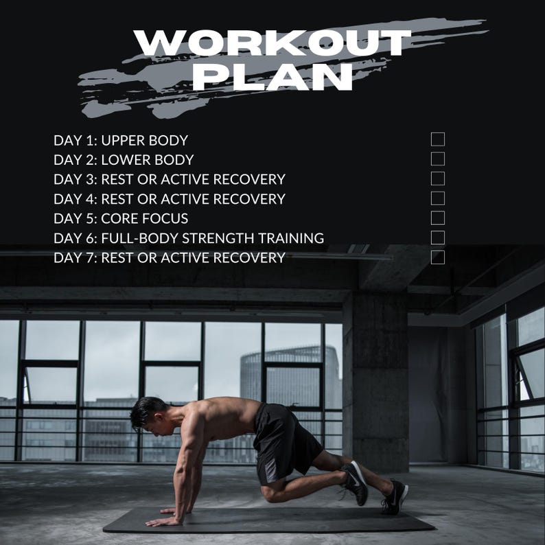 Printable Weekly Workout Plan: 7-day Fitness Schedule (PDF/PNG ...