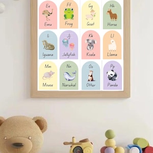 Kids and Toddler Educational Animal Flash Cards - Digital/Printable - Learning and Development - ABC Alphabet Cards - Fun For Kindy