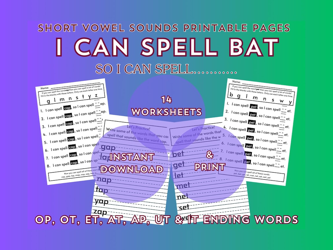 Short Vowel Sounds Worksheets Printable Pages for Pre-k and