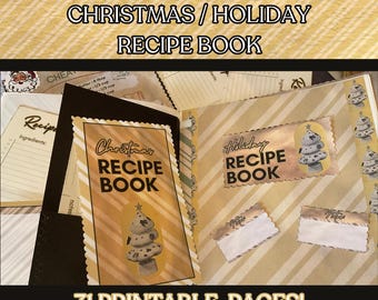 Printable Christmas Holiday Recipe Book: 31 Page DIY Binder (Digital Download)