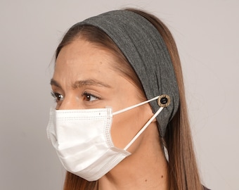 ear saver headband with buttons and NO slip elastic - wear all day mask for nurses, dentists, teachers, grocery clerks, film crew