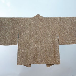 silk kimono haori jacket, brown tea textured print kimono jacket, up-cycled jacket image 9