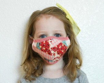 girls mask 3-5 yr old - face mask - breathable - children - 100% cotton - two layers - re-usable