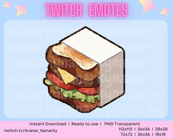 Süße Layered Sandwich Emotes für Twitch & Discord - Bezaubernde Food Icons für Livestreaming und Gaming - Instant Download