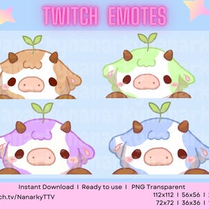 Kawaii Cows Emotes | Cute Cow Illustrations | Adorable Cow  Emotes | Instant Download PNG | Twitch & Discord