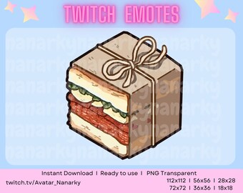 Geschenkbox Sandwich Emote: Lustiges Essen Twitch & Discord Emotes (Digitaler Download)