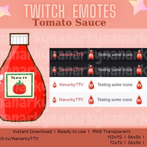Cute Sauce Emotes for Discord & Twitch | Tomato Sauce | Food-Themed Emotes for Streamers | Instant Download