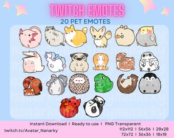 かわいいぽっちゃり動物の絵文字：Twitch & Discord パック（デジタルダウンロード）
