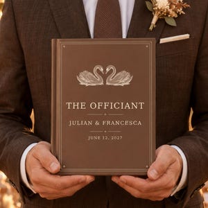 Officiant Book Personalized, Wedding Proposal Gift, Pastor Thank You, Hardcover Journal, Rehearsal Dinner Keepsake, Mocha Brown Notebook