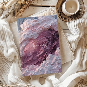 Carnet cartonné personnalisé nuages pastel violets, carnet d'écriture inspirant, cadeau pour écrivains, journal artistique, journal esthétique nuageux