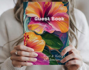 Tropical Floral Guest Book: Wedding Anniversary Memory Journal