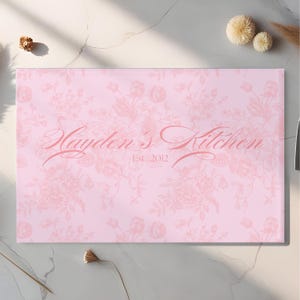 Personalized French Toile Glass Cutting Board: Kitchen Decor Gift