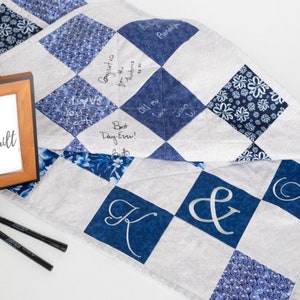 Wedding Guestbook Quilt Alternative, Personalized and Custom Made, Choice of Colors. Guest Book Quilt for Bridal Shower or Wedding Quilt.