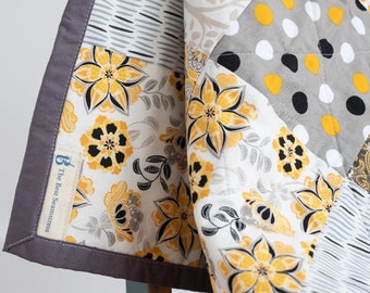 Modern Patchwork Baby Quilt that Doubles as Baby Playmat. Homemade Quilt for Floral Nursery Decor. First Birthday Gift, Boy Toddler Blanket.