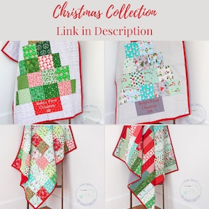 Modern Christmas Patchwork Quilt. Large Throw Blanket for Holidays Ready to Ship. Cozy Blanket, Traditional Twin Size Quilt or Bed Spreads. image 5