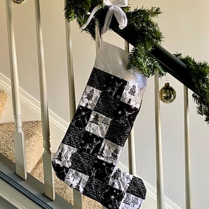 Embroidered Quilted Stocking for Unique Christmas Stocking in Patchwork Style. Personalized Family Stockings with Name for Holiday and Dogs!