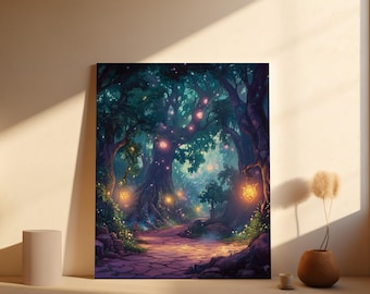 Magical Forest Print - Lebendiges Gaming Zimmer Dekor (Digitaler Download)