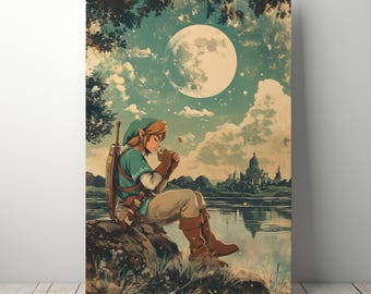 Zelda Gamer Poster | Link Art Print, Boys Bedroom Decor (Digital Download)