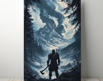 Poster God of War – oeuvre d'art murale de la salle de jeux Kratos (téléchargement numérique)