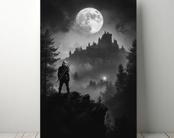 The Witcher Poster - Gaming Room Decor, Fantasy Landscape (Digital Download)