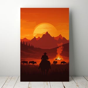 Red Dead Redemption 2 Poster, Beautiful RDR2 Graphic Print for Game Rooms, Unique Gift for Video Game Lovers