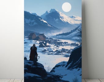 Assassins Creed Valhalla Poster | Viking Landscape, Gamer Wall Art (Digital Download)