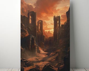 Epic Nordic Castle Ruins Print – Skyrim-Inspired Fantasy Landscape (Digital Download)