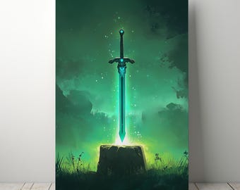 Zelda-Inspired Gamer Poster |Gaming Print | Gaming Wall Art | Gamer Gifts | Boys Bedroom Decor| Game Gift | Digital Download |Master Sword 3