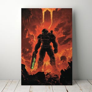 Gaming Poster, Vintage, Doom Poster,  Video Game Illustration for Stylish Game Room Decor, Unique Gift for Any Occasion