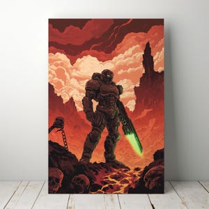 Gaming Poster, Vintage, Doom Poster,  Video Game Illustration for Stylish Game Room Decor, Unique Gift for Any Occasion