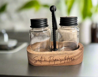 Salt N Pepa's Here Salt & Pepper Shakers | Funny 90s Music Gift | Custom Engraved Kitchen Set | Housewarming