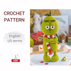 Crochet PATTERN PDF Amigurumi The Christmas thief / Crochet green villain / Amigurumi Christmas / Crochet Christmas / Christmas pattern