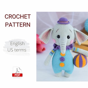 Crochet PATTERN PDF Amigurumi Cute Funny Elephant