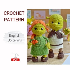 Crochet PATTERN PDF Bundle 2in1 Green Ogre and Princess Ogre