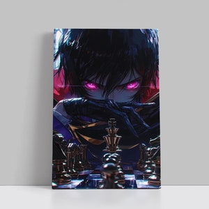 999 Lelouch Lamperouge Pôster Código Geass Filme de Super-heróis Tela Arte de Parede Caverna do Homem Presente Impressão em Tela Emoldurada para Crianças Presente J66 Presente de Aniversário
