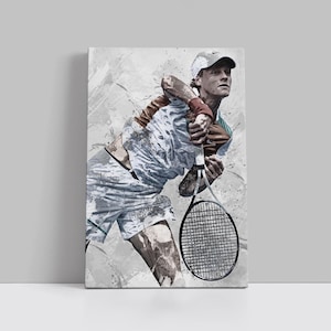 Jannik Sinner Poster Tennis Wand Kunst Druck Sport Geschenk für Ihn Jannik Sinner Gerahmter Leinwanddruck Kinder Tennis Sport Spieler Print Geschenke K177