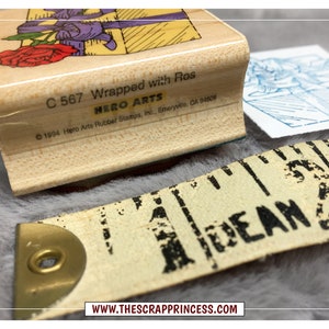 Wrapped With Rose Present Vintage Rubber Stamp 1994 Hero Arts image 5