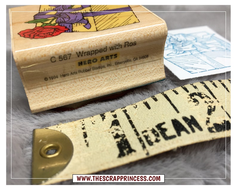 Wrapped With Rose Present Vintage Rubber Stamp 1994 Hero Arts image 5