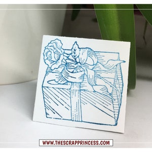 Wrapped With Rose Present Vintage Rubber Stamp 1994 Hero Arts image 3