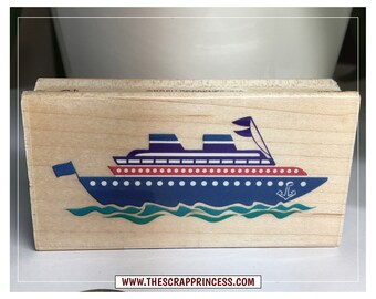 Yacht in Water | Vintage Rubber Stamp | 1991 | Posh Impressions