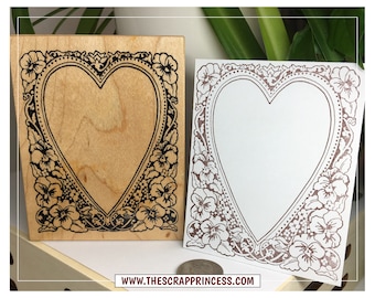 Heart Frame with Pansies Vintage Rubber Stamp | PSX K 894 | 1988