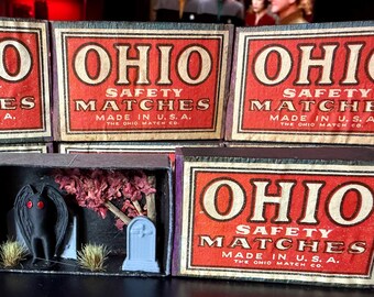 Mothman Retro Matchbox Handmade Diorama Cryptid Craftwork