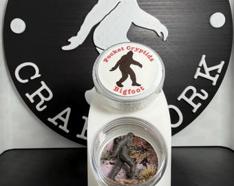 Bigfoot Pocket Cryptids Diorama With Stand (Black/White/Silver/Gray); Sasquatch, Yeti, Abominable Snowman