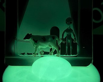 UFO Miniature Figure Display Stand Glows in the Dark Version #1: Cryptid Craftwork
