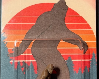Bigfoot Walking Retro Sunset Miniature Figure: Sasquatch, Yeti, Cryptid Craftwork