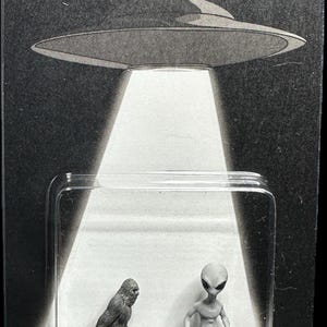 Believe Alien UFO Abduction of Bigfoot Custom Carded Mini Figure 3” x 5” Sasquatch, Yeti, Cryptid Craftwork