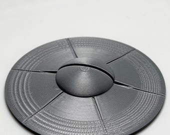 UFO Miniature Figure Display Stand Silver Colored Version #2: Cryptid Craftwork